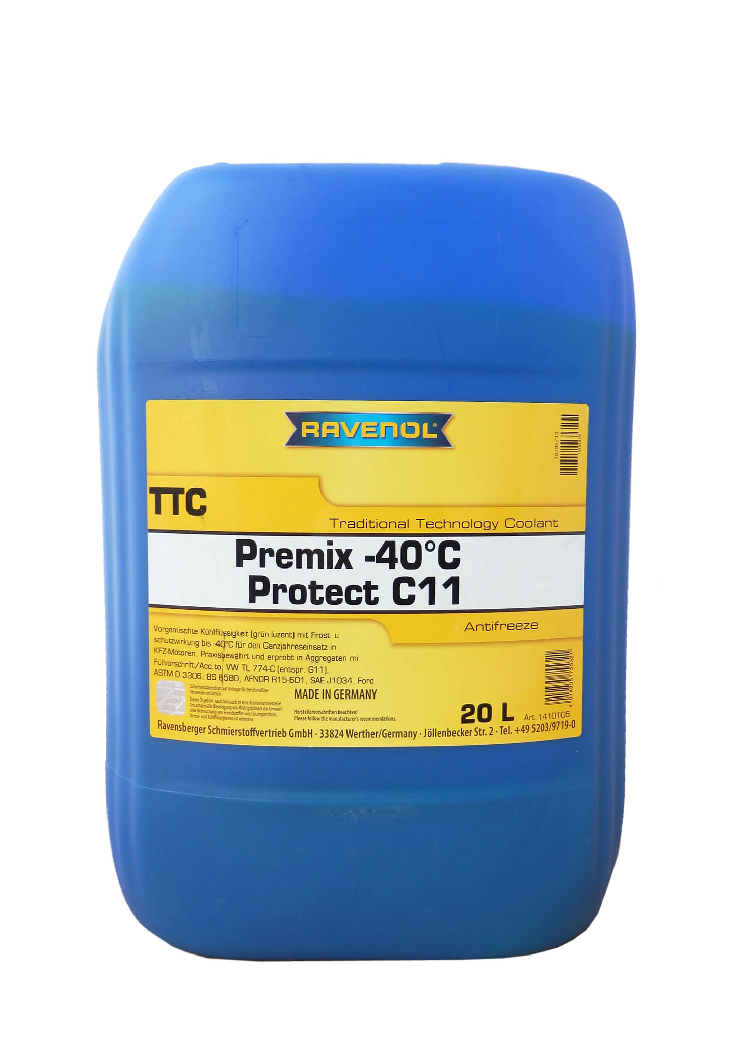 Купить Ravenol 4014835755321 Антифриз готовый к прим. жёлтый TTC Traditional Technology Coolant Premix (20 л)
