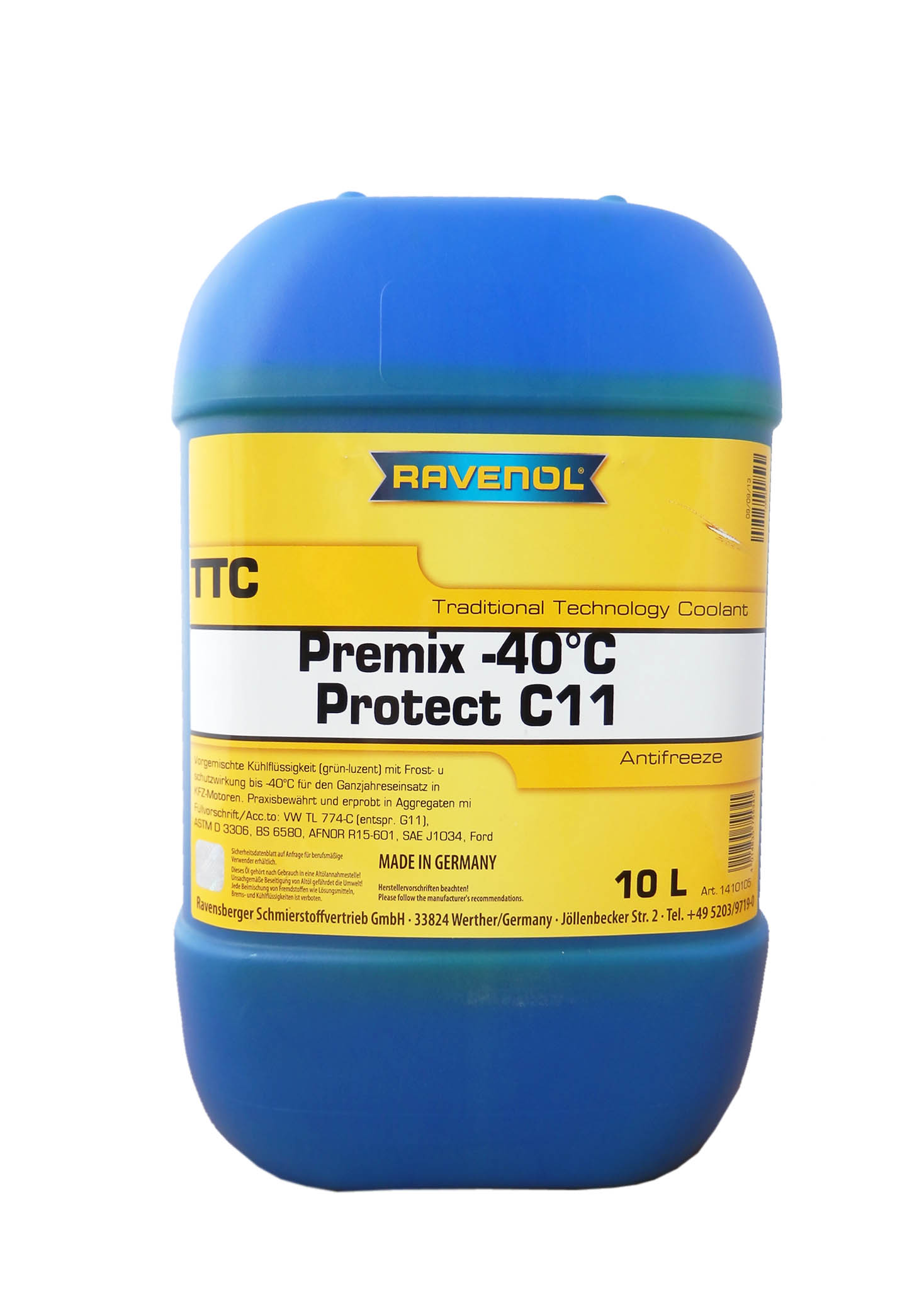 Купить Ravenol 4014835755345 Антифриз готовый к прим. жёлтый TTC Traditional Technology Coolant Premix (10 л)